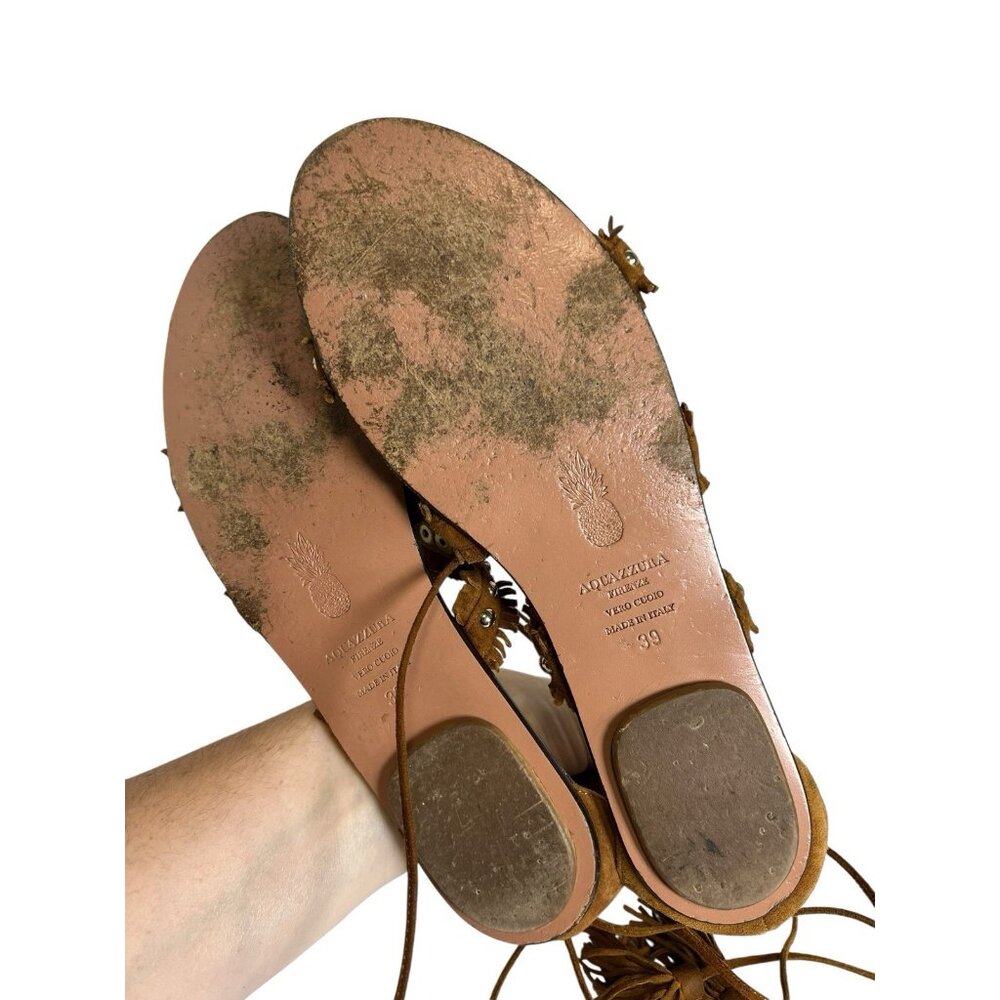 Aquazzura Firenze Women’s Strappy Sandals Size 39 Made In Italy Boho Hippie - Picture 4 of 5